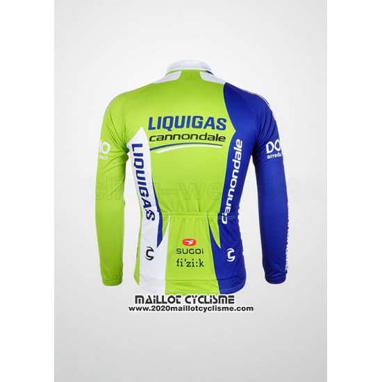 2012 Maillot Ciclismo Liquigas Cannondale Blanc et Vert Manches Longues et Cuissard